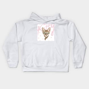 Cute cat on summery pattern Kids Hoodie